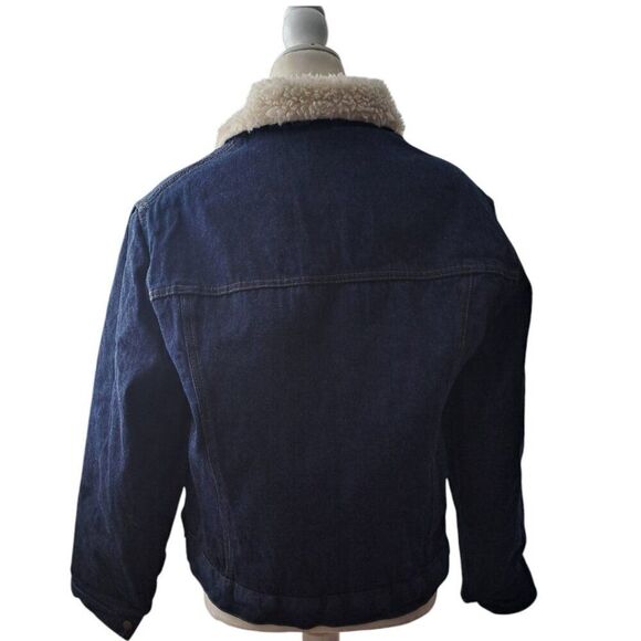 Nelson Men's Blue Denim Vintage Trucker Jacket Sherpa Lined Snap Closure Sz 42 - Picture 4 of 8